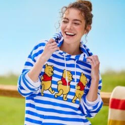 Disney Winnie The Pooh Striped Pullover Hoodie For Adults -Engo Clothing Shop 5201059750216 4